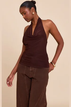 PRETTYLITTLETHING Double Layer Slinky Backless Trim Detail Long Top