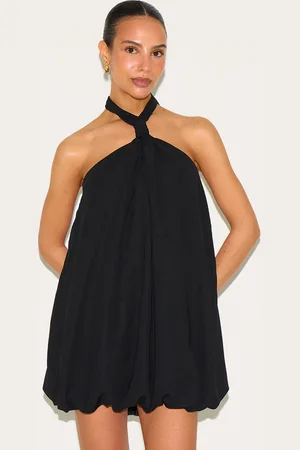 PRETTYLITTLETHING Petite Puffball Halter Neck Mini Dress