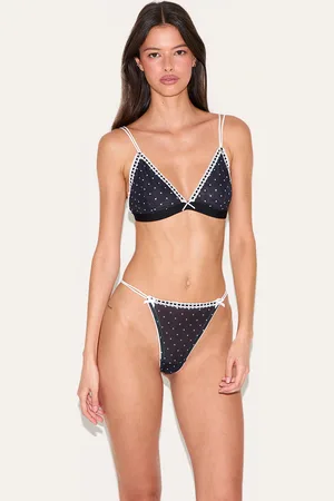 PRETTYLITTLETHING Polka Dot Mesh Triangle Lingerie Set