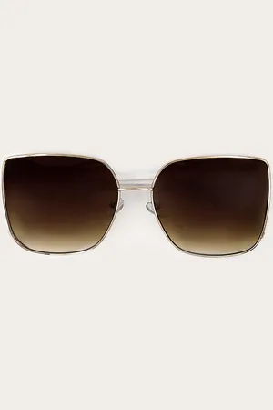 PRETTYLITTLETHING Gold Oversized Square Metal Frame Sunglasses