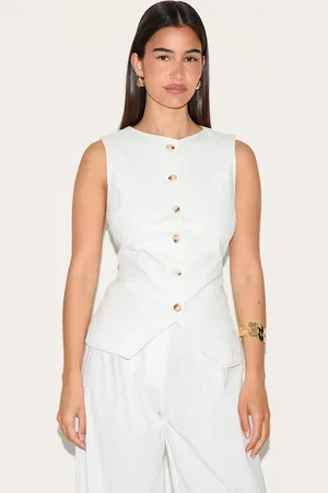 PRETTYLITTLETHING Linen Look Tailored Waistcoat