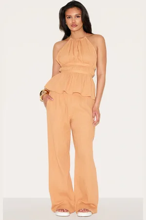 PRETTYLITTLETHING Cheesecloth Low Rise Wide Leg Trousers
