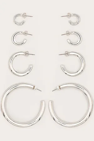 PRETTYLITTLETHING Silver Assorted Multipack Hoop Earrings