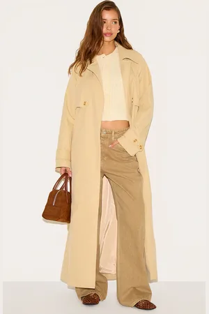 PRETTYLITTLETHING Stone Oversized Storm Flap Detail Trench