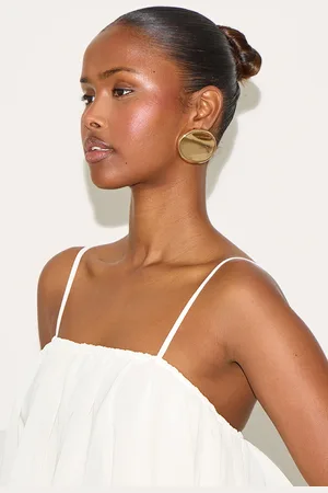 PRETTYLITTLETHING Gold Large Pebble Statement Stud Earrings