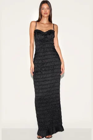 PRETTYLITTLETHING Satin Ruched Underwired Maxi Dress