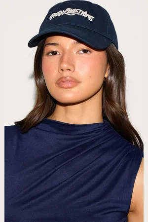 PRETTYLITTLETHING Pretty Little Thing Cream Embroidered Navy Cap