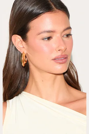 PRETTYLITTLETHING Gold Ridged Chunky Hoop Earrings