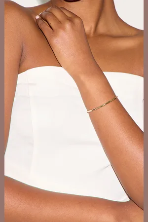 PRETTYLITTLETHING Gold Real Gold Plated Wave Bracelet