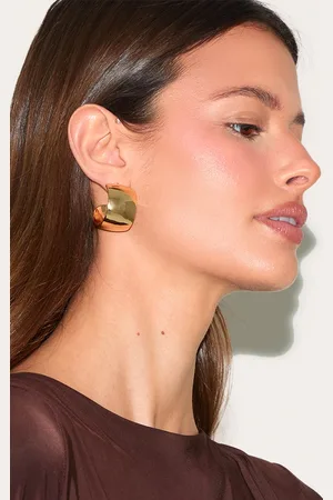 PRETTYLITTLETHING Gold Wide Chunky Medium Hoop Earrings