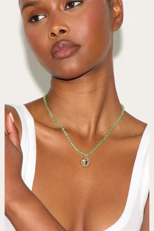 PRETTYLITTLETHING Green Beaded Shell Necklace