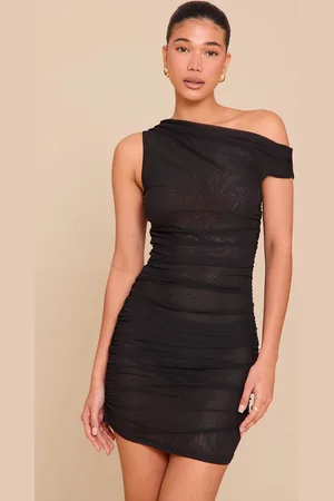 PRETTYLITTLETHING Double Layer Mesh Ruched Mini Dress