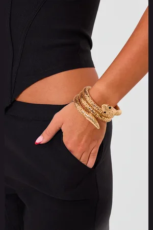 PRETTYLITTLETHING Gold Chain Snake Wrap Around Bangle