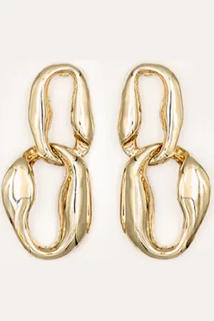 PRETTYLITTLETHING Gold Link Mini Statement Earrings
