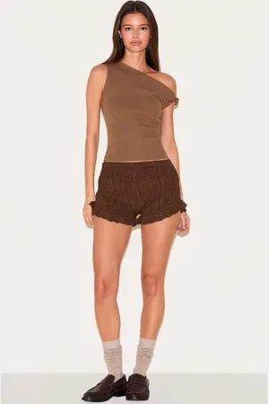 PRETTYLITTLETHING Linen Blend Ruched Bloomer Shorts