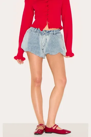 PRETTYLITTLETHING Puffball Denim Shorts