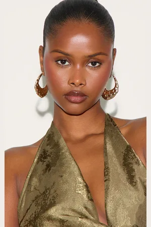 PRETTYLITTLETHING Gold Abstract Texture Hoop Earring