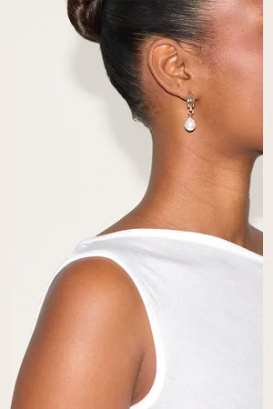 PRETTYLITTLETHING Gold Plated Pearl Drop Mini Hoop Earrings