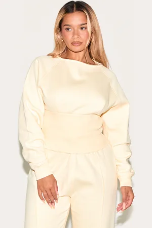 PRETTYLITTLETHING Shape Boat Neck Cinched Waist Sweatshirt