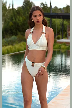 PRETTYLITTLETHING Cream O Ring Detail Tanga Bikini Bottoms