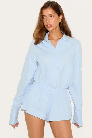 PRETTYLITTLETHING Cotton Ruched Tiered Skort Shirt Playsuit