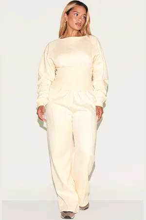 PRETTYLITTLETHING Shape Binded High Waist Wide Leg Joggers