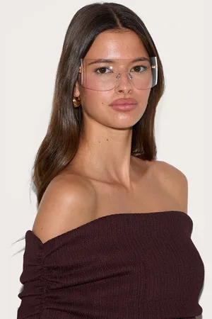 PRETTYLITTLETHING Iridescent Wrap Around Oversized Visor Sunglasses
