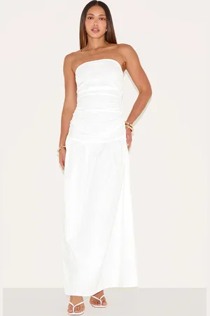 PRETTYLITTLETHING Tall Bandeau Ruched Floaty Dress