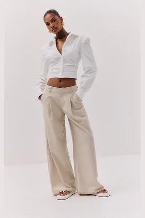 PRETTYLITTLETHING Woven Double Pleat Wide Leg Trouser