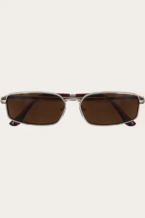 PRETTYLITTLETHING Silver Square Brown Lens Sunglasses