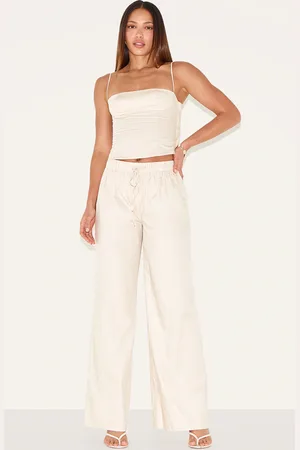 PRETTYLITTLETHING Tall Drawstring Woven Wide Leg Trousers