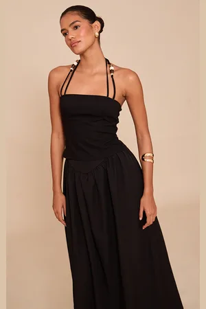 PRETTYLITTLETHING Beaded Halterneck Long Top
