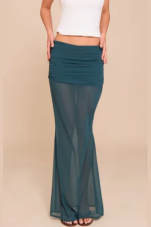 PRETTYLITTLETHING Chiffon Fold Over Ruched Maxi Skirt