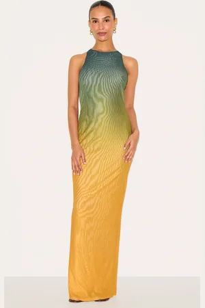 PRETTYLITTLETHING Petite Ombre Lined Mesh Trim Detail Maxi Dress