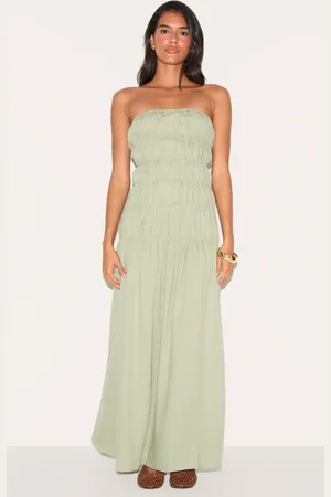 PRETTYLITTLETHING Bandeau Ruched Detail Maxi Dress