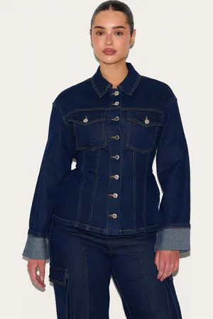 PRETTYLITTLETHING Shape Stretch Denim Turn Up Sleeve Adjustable Back Jacket