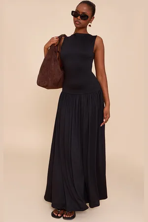 PRETTYLITTLETHING Double Layer Jersey Dropped Waist Maxi Dress