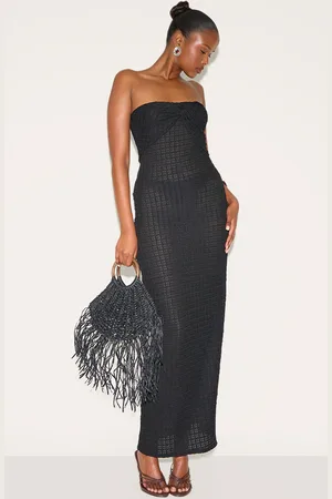 PRETTYLITTLETHING Textured Bandeau Maxi Dress