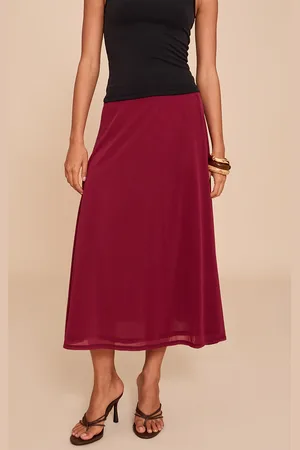PRETTYLITTLETHING Berry Double Layer Chiffon Floaty Midaxi Skirt
