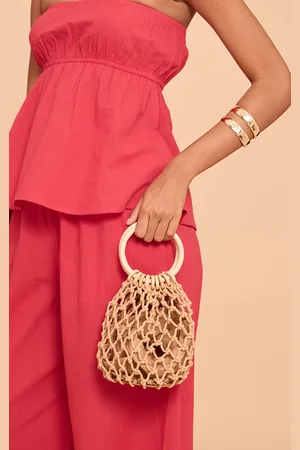 PRETTYLITTLETHING Tan Raffia Bucket Grab Bag