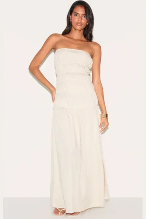PRETTYLITTLETHING Bandeau Ruched Detail Maxi Dress