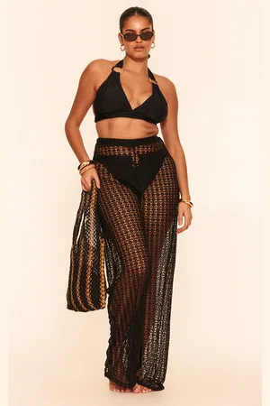 PRETTYLITTLETHING Plus Crochet Low Waist Wide Leg Beach Trousers