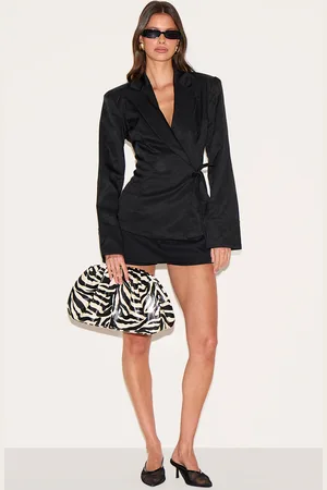 PRETTYLITTLETHING Fabric Tie Side Blazer