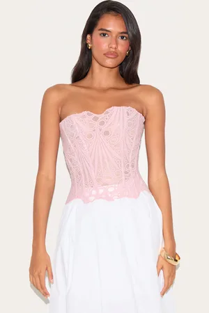 PRETTYLITTLETHING Textured Sheer Floral Lace Corset