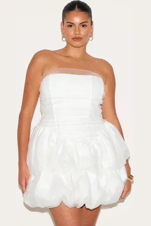 PRETTYLITTLETHING Plus Premium Tulle Layered Corset Puffball Hem Bodycon Dress