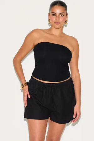 PRETTYLITTLETHING Plus Textured Drawstring Floaty Shorts