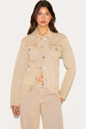 PRETTYLITTLETHING Washed Corduroy Fitted Denim Jacket