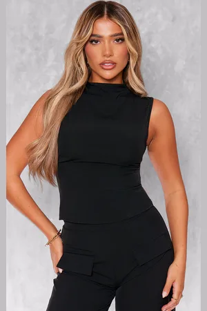 PRETTYLITTLETHING Woven Tailored Longline Zip Up Top