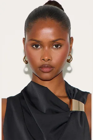 PRETTYLITTLETHING Real Gold Plated Thick Tubular Hoop Earrings