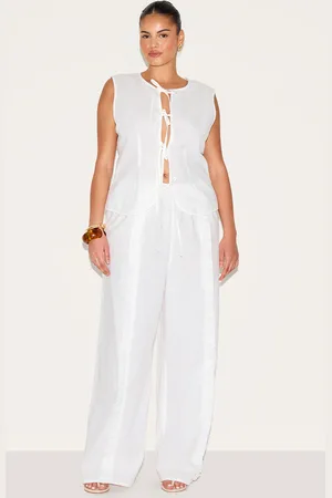 PRETTYLITTLETHING Plus Wide Leg Drawstring Trousers